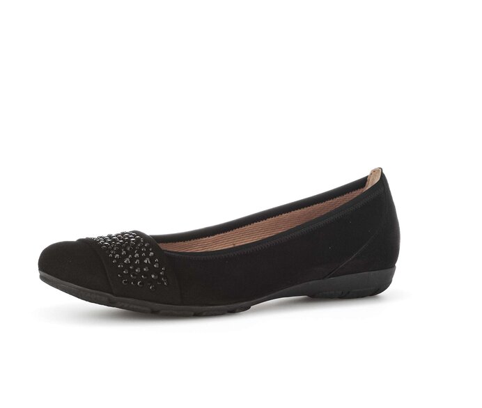 Gabor Sportliche Ballerina Schwarz - Rauleder