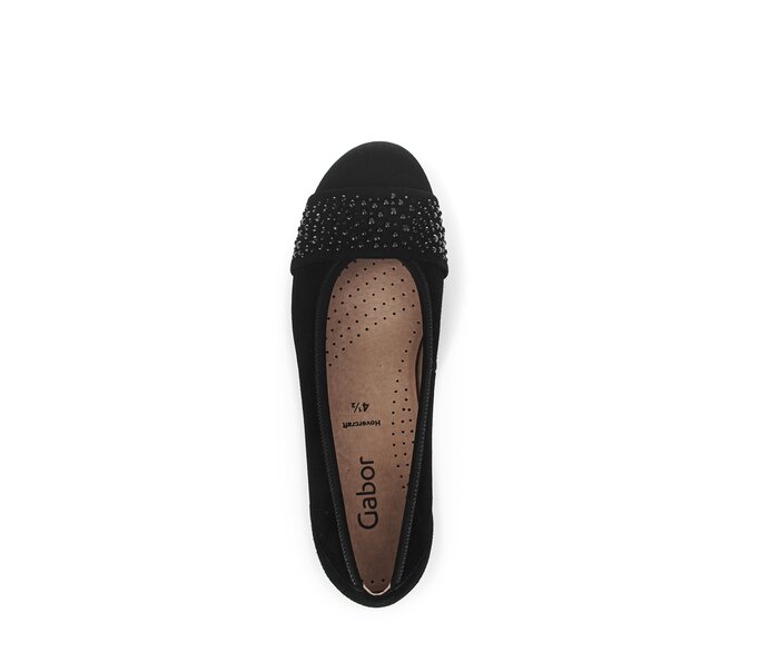 Gabor Sportliche Ballerina Schwarz - Rauleder