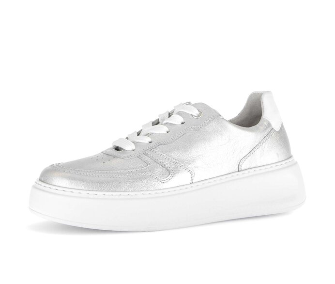 Gabor Sneaker Low Silber - Materialmix Leder