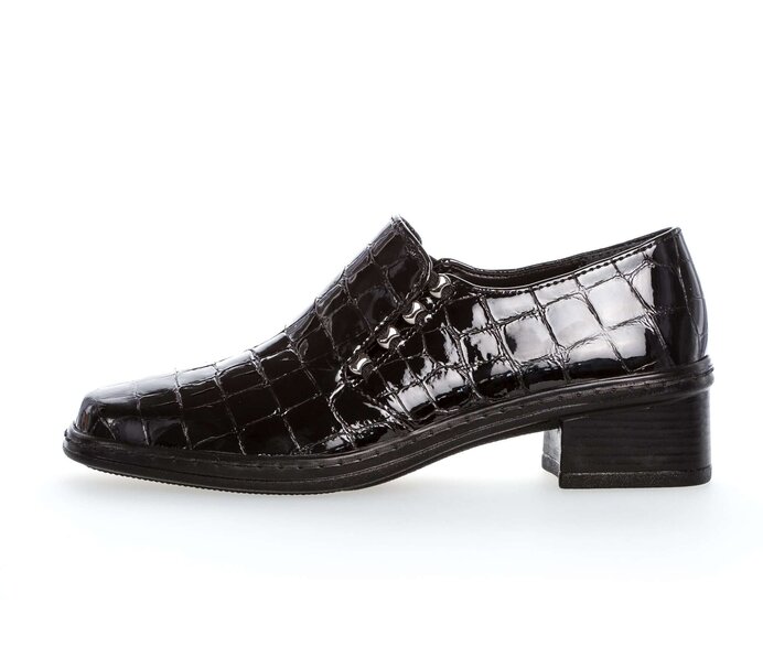 Gabor Slipper Schwarz - Leder Reptiloptik