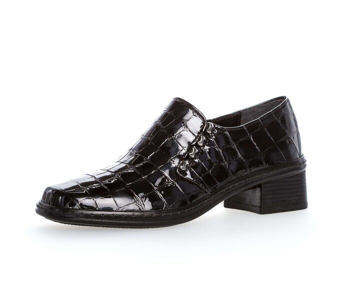 Gabor Slipper Schwarz - Leder Reptiloptik