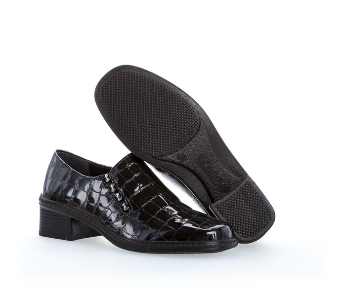 Gabor Slipper Schwarz - Leder Reptiloptik