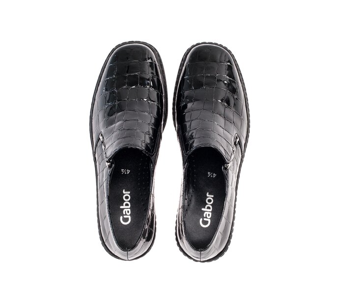 Gabor Slipper Schwarz - Leder Reptiloptik
