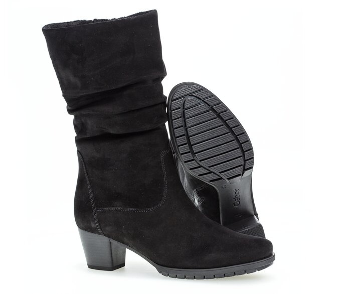 Gabor Sportliche Stiefelette Schwarz - Rauleder