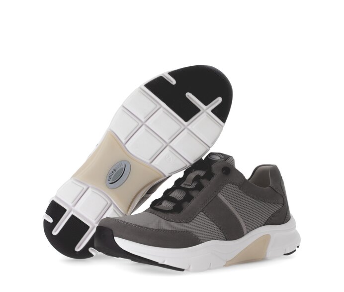 Gabor Rollingsoft Sneaker Low Grau - Materialmix Leder/Textil