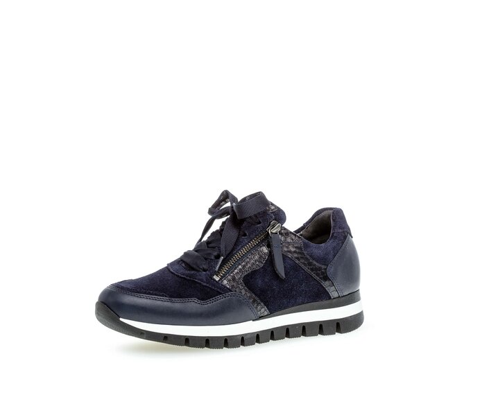 Gabor Sneaker Low Blau - Materialmix Leder
