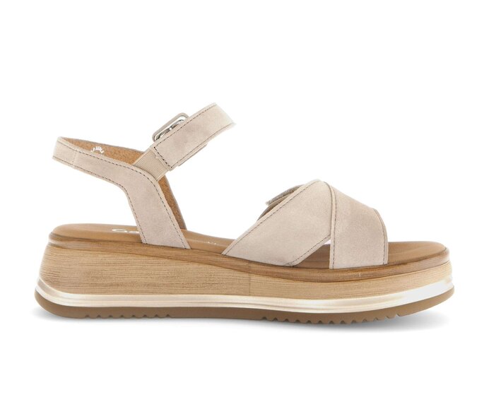 Gabor Plateau Sandale Beige - Rauleder