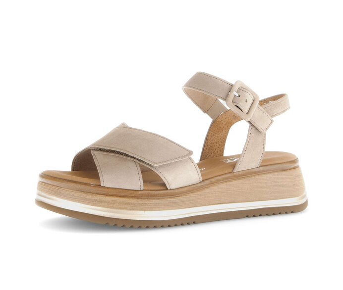 Gabor Plateau Sandale Beige - Rauleder