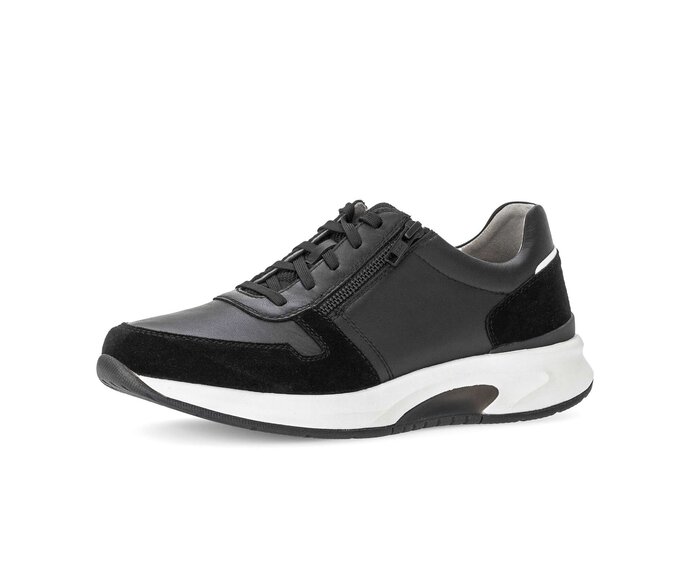 Gabor Rollingsoft Sneaker Low Schwarz - Materialmix Leder