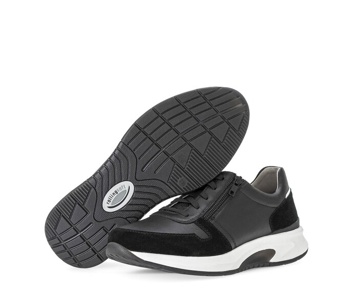 Gabor Rollingsoft Sneaker Low Schwarz - Materialmix Leder
