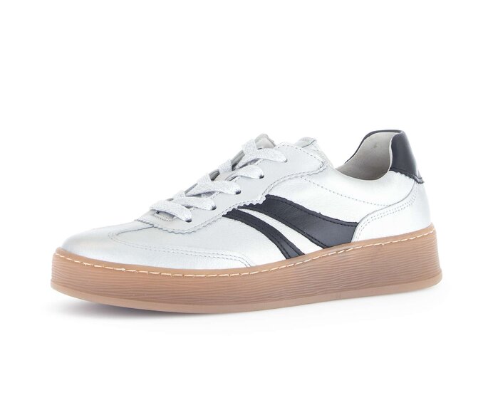 Gabor Sneaker Low Silber - Materialmix Leder