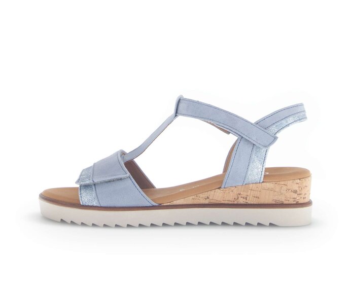 Gabor Riemchensandale Blau - Materialmix Leder