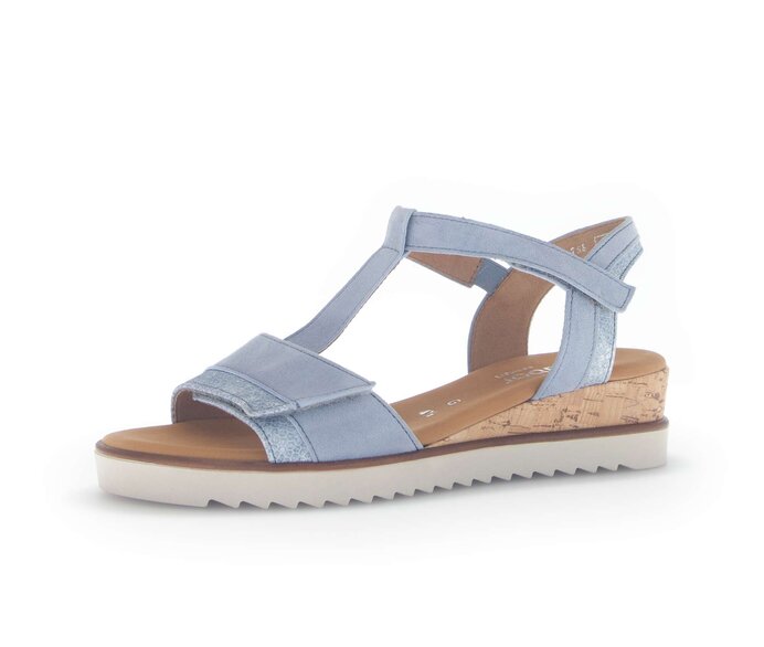 Gabor Riemchensandale Blau - Materialmix Leder