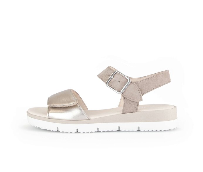 Gabor Riemchensandale Beige - Materialmix Leder
