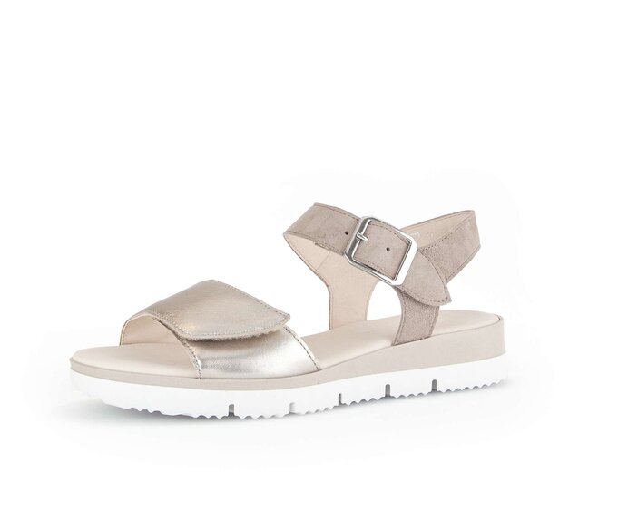 Gabor Riemchensandale Beige - Materialmix Leder