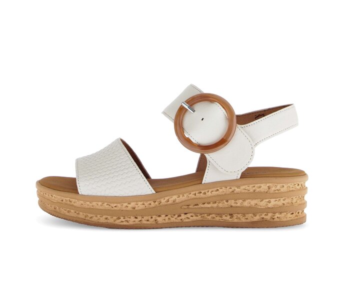 Gabor Plateau Sandale Beige - Glattleder