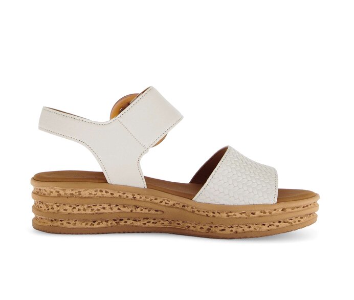 Gabor Plateau Sandale Beige - Glattleder