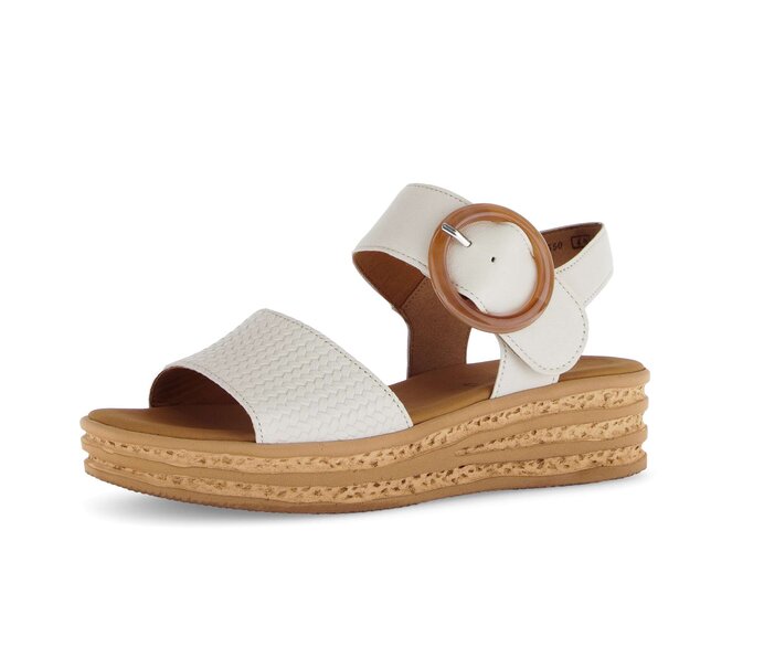 Gabor Plateau Sandale Beige - Glattleder