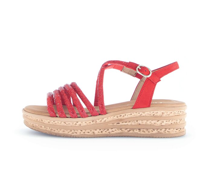 Gabor Plateau Sandale Rot - Materialmix Leder/Lederimitat