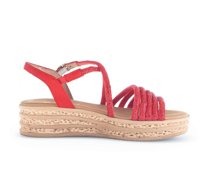 Gabor Plateau Sandale Rot - Materialmix Leder/Lederimitat