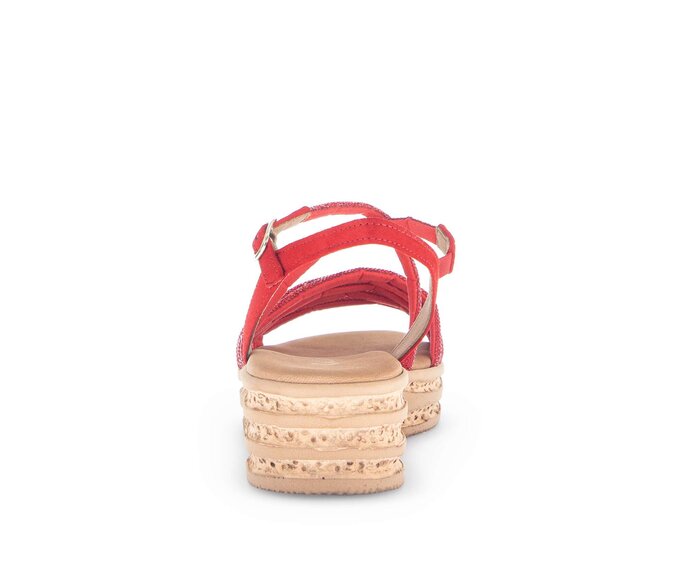 Gabor Plateau Sandale Rot - Materialmix Leder/Lederimitat
