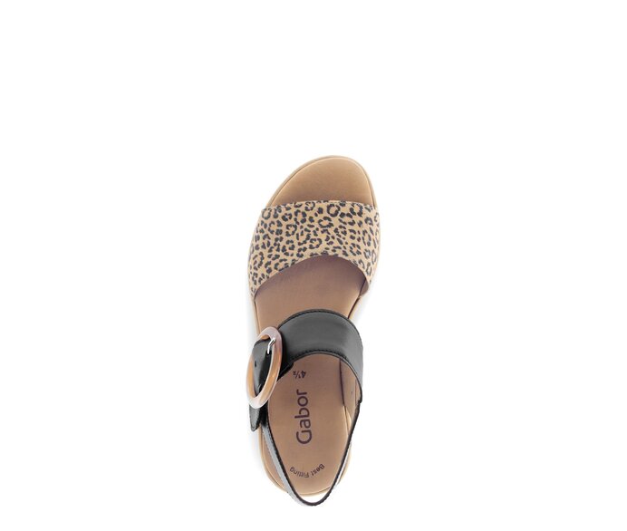 Gabor Plateau Sandale Beige - Materialmix Lederimitat