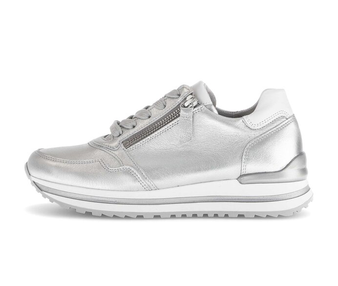 Gabor Sneaker Low Silber - Materialmix Leder