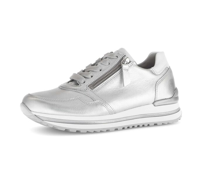 Gabor Sneaker Low Silber - Materialmix Leder