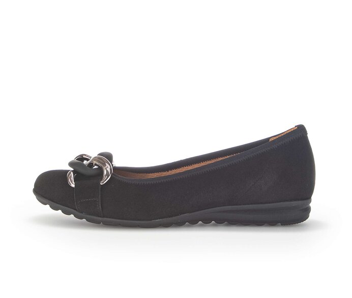 Gabor Sportliche Ballerina Schwarz - Rauleder