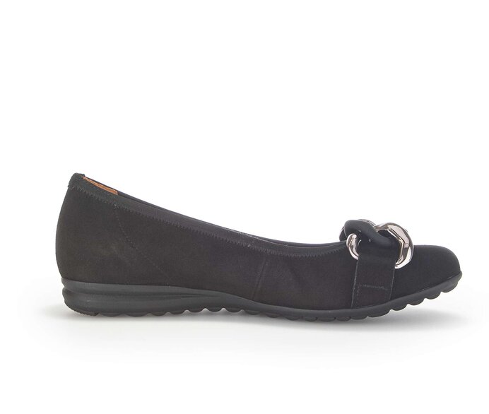Gabor Sportliche Ballerina Schwarz - Rauleder