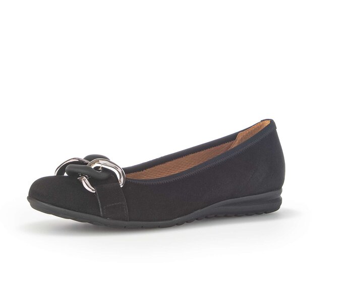 Gabor Sportliche Ballerina Schwarz - Rauleder