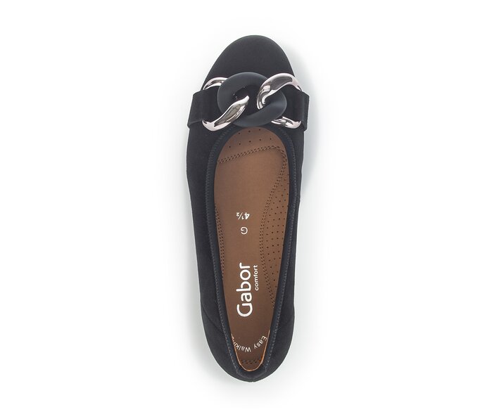 Gabor Sportliche Ballerina Schwarz - Rauleder