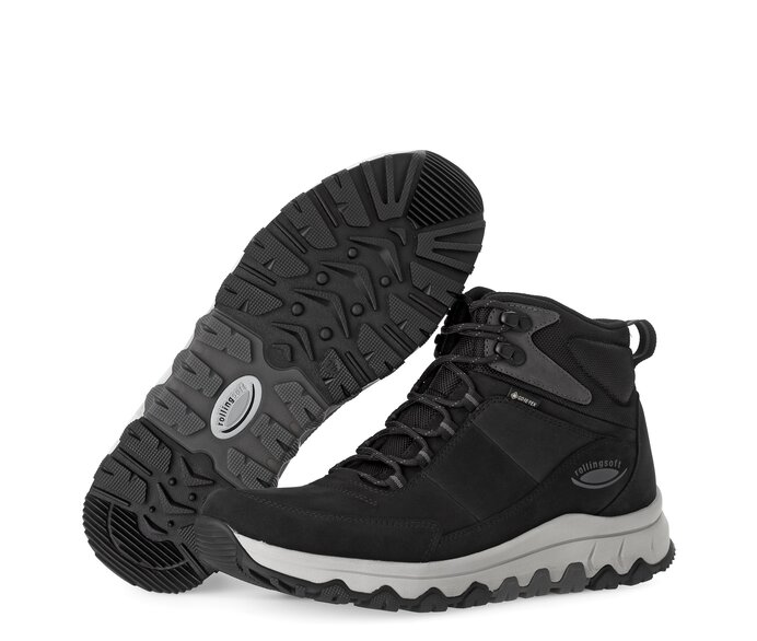 Gabor Rollingsoft Boot Schwarz - Materialmix Leder/Textil