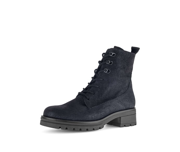 Gabor Schnürstiefelette Blau - Leder Reptiloptik