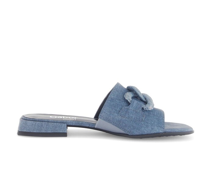 Gabor Pantolette Blau - Materialmix Leder