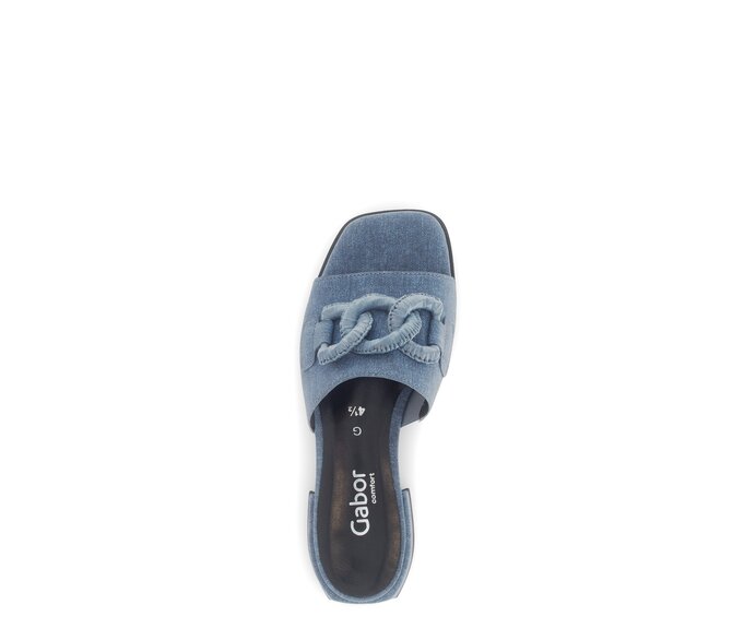 Gabor Pantolette Blau - Materialmix Leder
