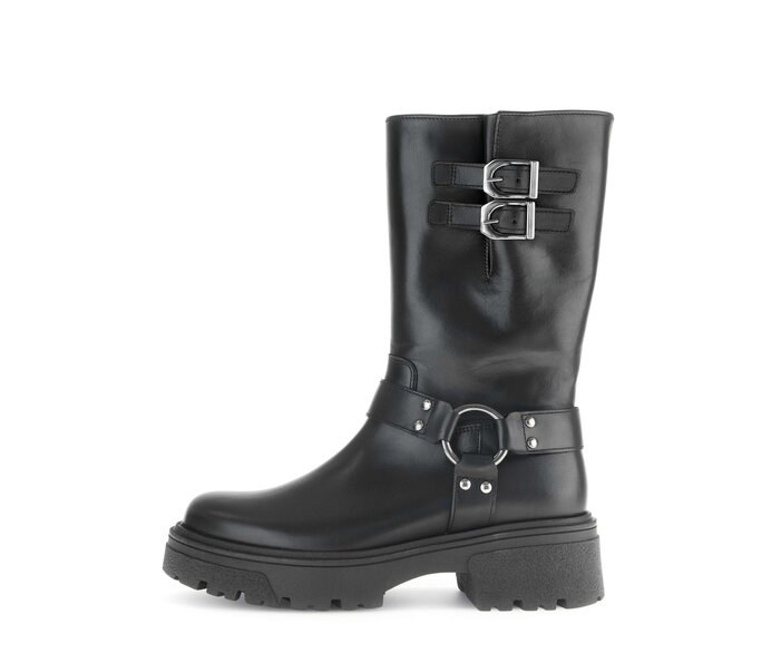 Gabor Biker Boots Schwarz - Glattleder