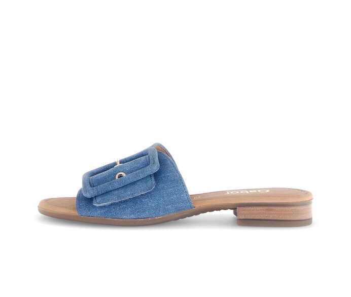 Gabor Pantolette Blau - Materialmix Leder