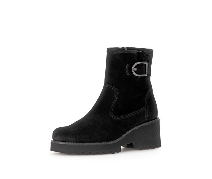 Gabor Plateau Stiefelette Schwarz - Rauleder