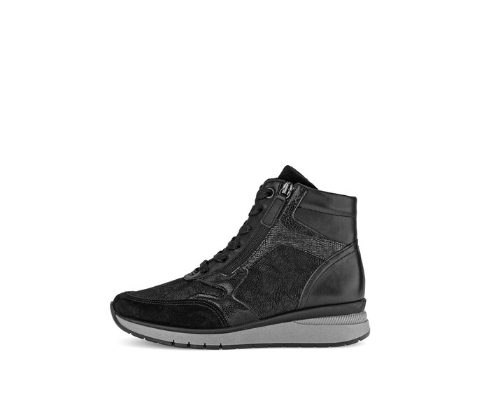 Gabor Sportliche Stiefelette Schwarz - Materialmix Leder/Lederimitat