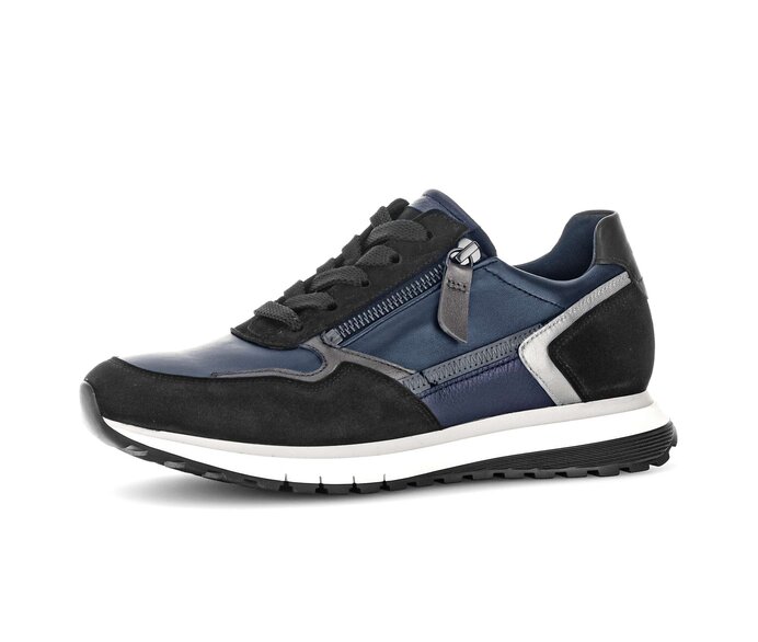 Gabor Sneaker Low Blau - Materialmix Leder