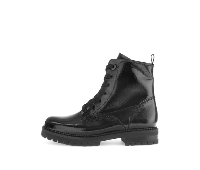 Gabor Schnürstiefelette Schwarz - Lackleder