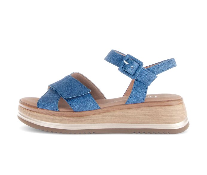 Gabor Plateau Sandale Blau - Materialmix Leder