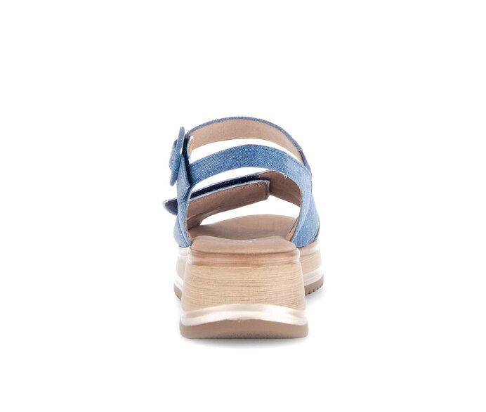 Gabor Plateau Sandale Blau - Materialmix Leder