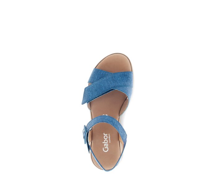 Gabor Plateau Sandale Blau - Materialmix Leder