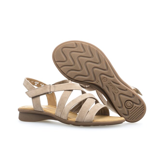 Gabor Riemchensandale Beige - Rauleder