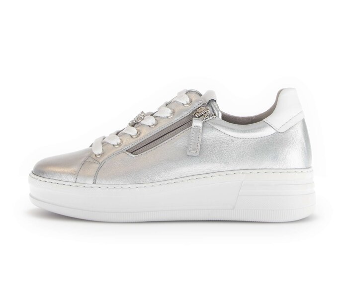 Gabor Sneaker Low Silber - Materialmix Leder