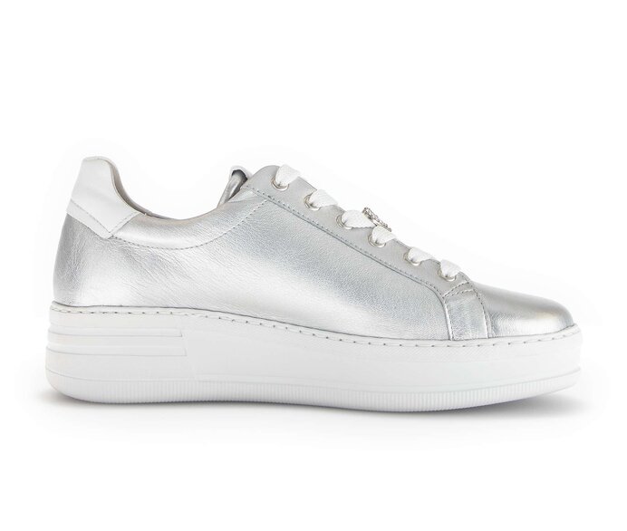 Gabor Sneaker Low Silber - Materialmix Leder