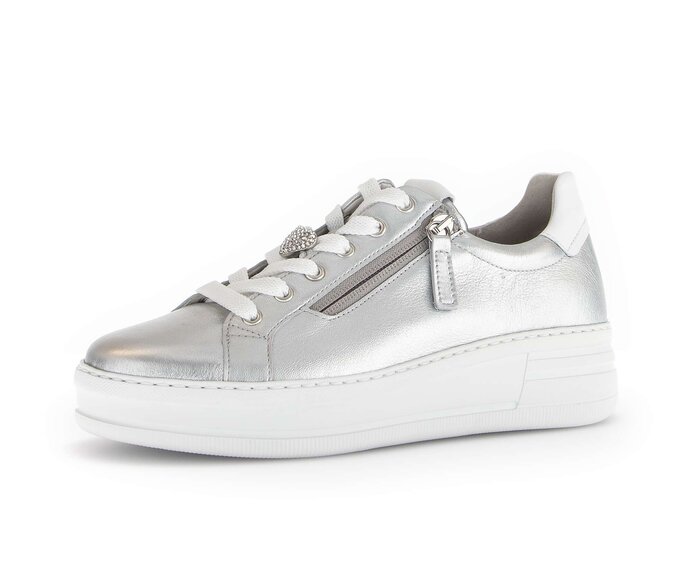 Gabor Sneaker Low Silber - Materialmix Leder