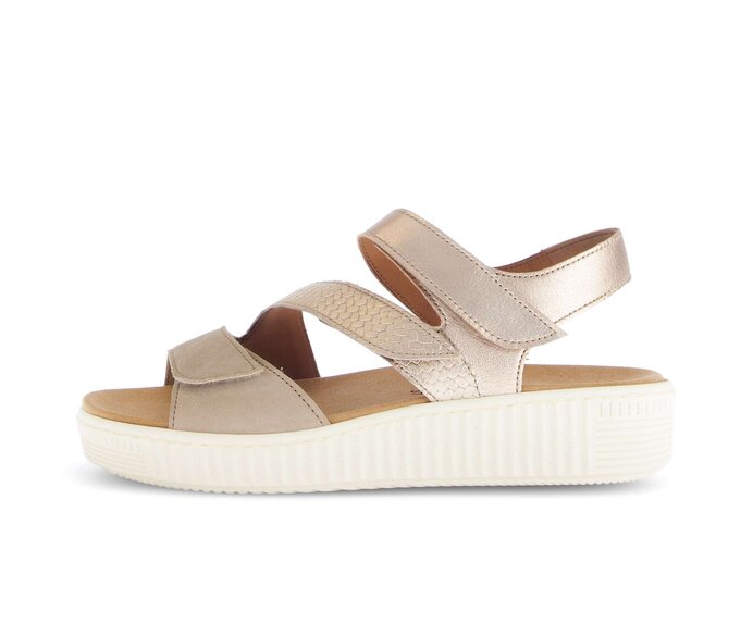 Gabor Plateau Sandale Beige - Materialmix Leder